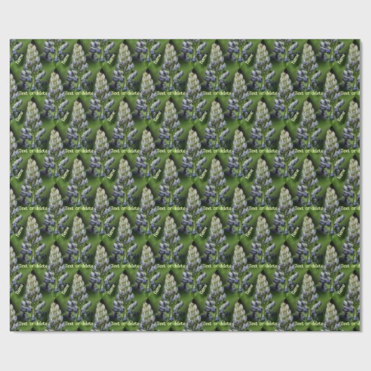 ブルールピネフラワーパーソナライズされた自然 ラッピングペーパー (フラット)