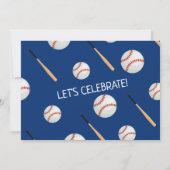 ブルールーキー野球のバッターアップ写真1st誕生日 招待状 (裏面)