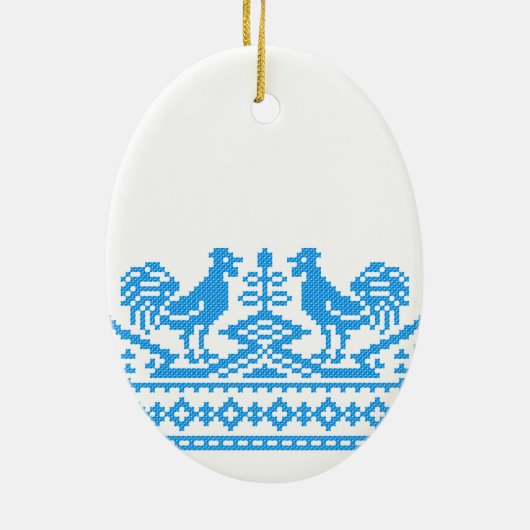 ブルールースターのクロスステッチ セラミックオーナメント (裏面)
