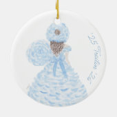 ブルールーズウォーター色のツツツジのトレイルのメイド セラミックオーナメント (裏面)