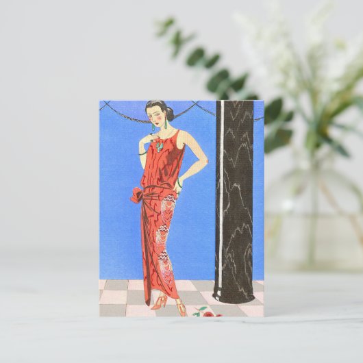 ブルールーム夕べドレスバイジョージバービエ ポストカード (スタンド正面)