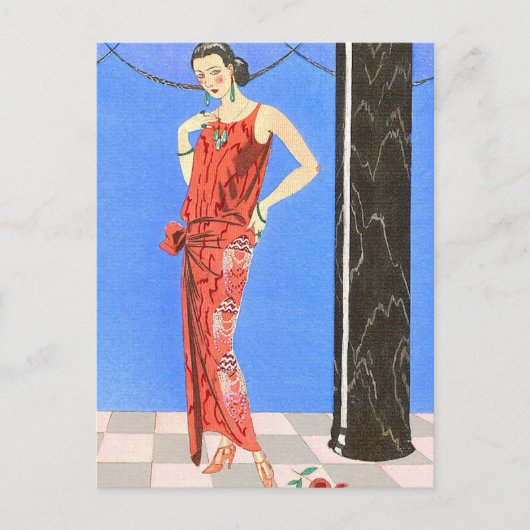 ブルールーム夕べドレスバイジョージバービエ ポストカード (正面)