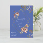 ブルーレイのフローラRSVP結婚式招待状カード (スタンド正面)