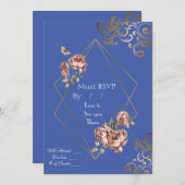ブルーレイのフローラRSVP結婚式招待状カード (正面/裏面)