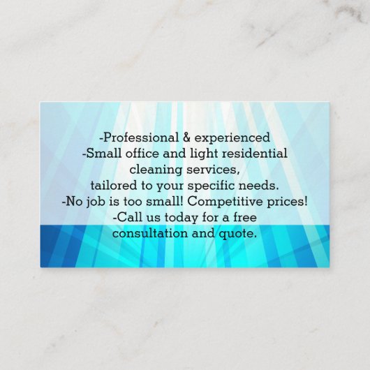 ブルーレイカスタムズ清掃サービス清掃員メイド 名刺 (裏面)