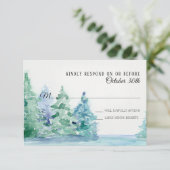 ブルーレイクのウェディングに返信 マウンテンパインの木々と共に 招待状 (スタンド正面)