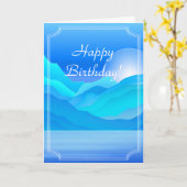 ブルーレイクアンドマウンテンズハッピーバースデー カード (黄色い花)