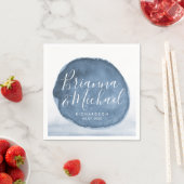 ブルーレイクウォーターステイン |パーソナライズされた結婚s スタンダードカクテルナプキン (インサイチュ)