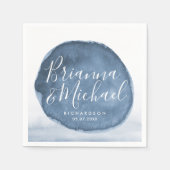 ブルーレイクウォーターステイン |パーソナライズされた結婚s スタンダードカクテルナプキン (正面)