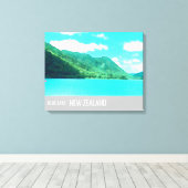 ブルーレイクティカタプニュージーランドトラベルプリント キャンバスプリント (インサイチュ (ウッドフロア))
