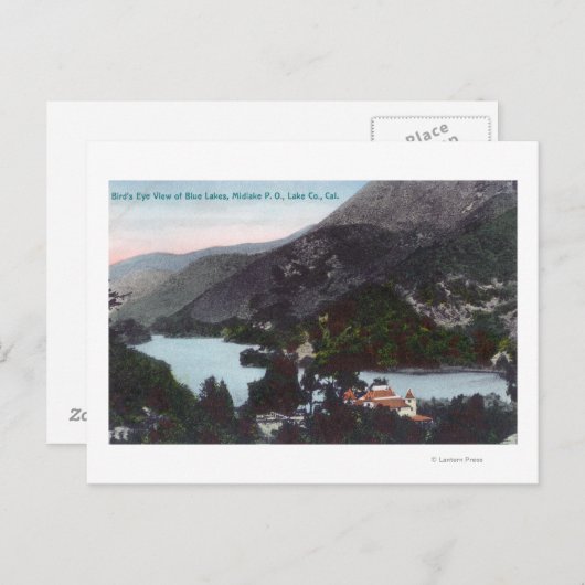 ブルーレイクミッドレイクの空中表示 ポストカード (正面/裏面)