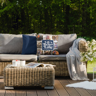 ブルーレイクライフファミリーフォトコラージュ アウトドアクッション