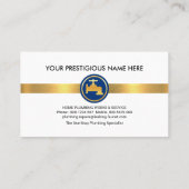 ブルーレイヤ上の給排水衛生設備配管シルエットの金ゴールド 名刺 (裏面)