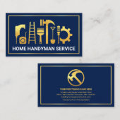 ブルーレイヤ金ゴールドフレーム建物 名刺 (正面/裏面)