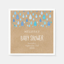 ブルーレインドロッかわいらしクベビーシャワー スタンダードカクテルナプキン