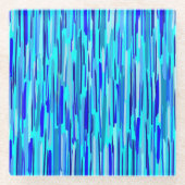 ブルーレインドロップ抽象芸術 ガラスコースター (正面)