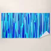 ブルーレインドロップ抽象芸術 ビーチタオル (正面)