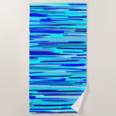 ブルーレインドロップ抽象芸術 ビーチタオル (正面)