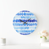 ブルーレインドロップ:水彩シームレス抽象芸術 ラージ壁時計 (ホーム)