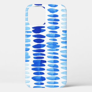 ブルーレインドロップ:水彩シームレス抽象芸術 iPhone 12ケース