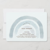 ブルーレインボーウォーターカラーボーイベビーシャワー 招待状 (正面)