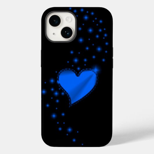 ブルーレインボーハート（星付きブラック） Case-Mate iPhoneケース (裏面)