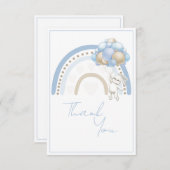ブルーレインボーバニーラビットベビーシャワー サンキューカード (正面/裏面)