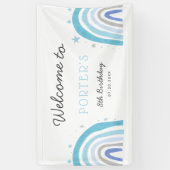 ブルーレインボーバースデーパーティーウェルカムバナー 横断幕 (縦)