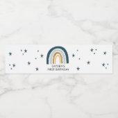 ブルーレインボーバースデーパーティーウォーターボトルラベル ペットボトルラベル (シングルラベル)