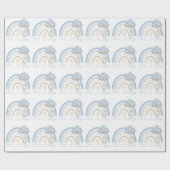 ブルーレインボーパステル赤ちゃんシャワー ラッピングペーパー (フラット)