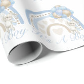 ブルーレインボーパステル赤ちゃんシャワー ラッピングペーパー (ロールコーナー)