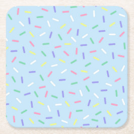 ブルーレインボーフラッシング紙吹雪おもしろいカラフル スクエアペーパーコースター