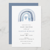 ブルーレインボーベビーシャワーへの招待 招待状 (正面/裏面)