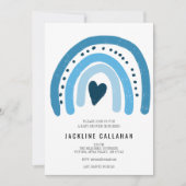 ブルーレインボーベビー男の赤ちゃんシャワー 招待状 (正面)