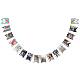 ブルーレインボーベビー1stバースデーフォト バンティングフラッグ