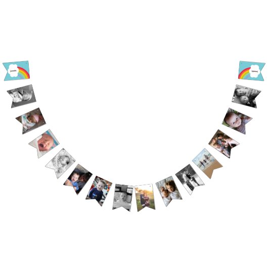 ブルーレインボーベビー1stバースデーフォト バンティングフラッグ (全)