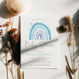 ブルーレインボーボーイベビーシャワー 招待状