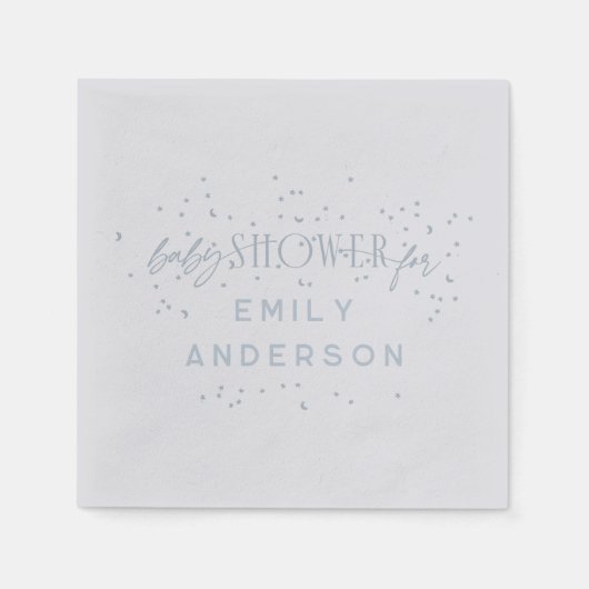 ブルーレインボーモダンとスターブルーベビーシャワー スタンダードカクテルナプキン (正面)