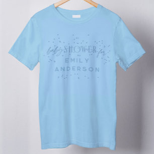 ブルーレインボーモダンとスターブルーベビーシャワー Tシャツ