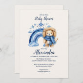ブルーレインボーライオンベビーシャワー 招待状 (正面/裏面)