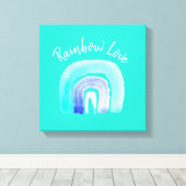 ブルーレインボーラブウォーターカラー キャンバスプリント (インサイチュ (ウッドフロア))