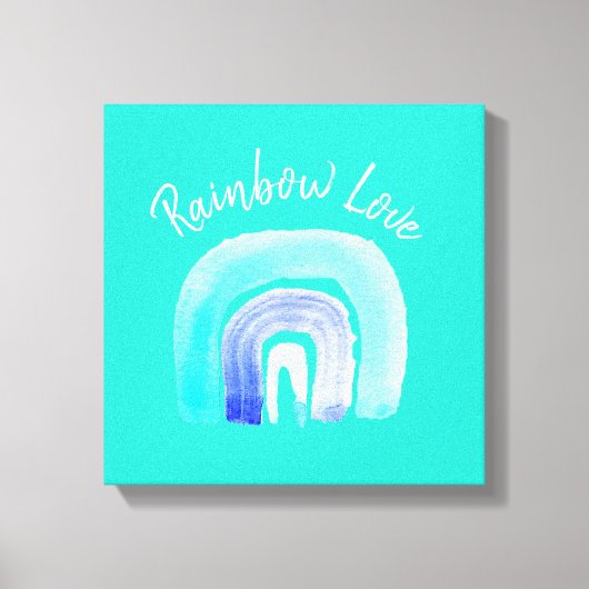 ブルーレインボーラブウォーターカラー キャンバスプリント (正面)