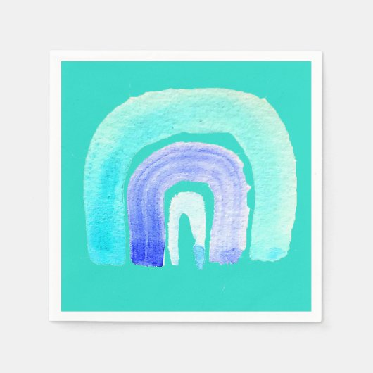 ブルーレインボーラブウォーターカラー スタンダードカクテルナプキン (正面)