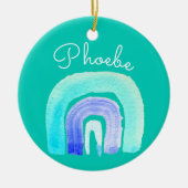 ブルーレインボーラブウォーターカラー セラミックオーナメント (正面)