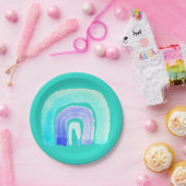 ブルーレインボーラブウォーターカラー ペーパープレート (パーティー)