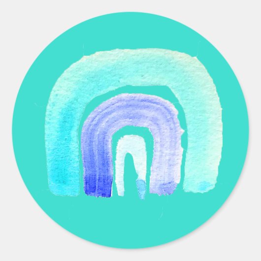 ブルーレインボーラブウォーターカラー ラウンドシール (正面)