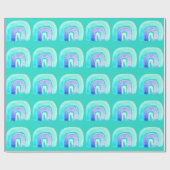 ブルーレインボーラブウォーターカラー ラッピングペーパー (フラット)