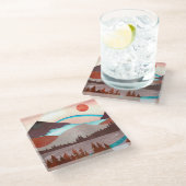 ブルーレインボーランドスケープ ガラスコースター (アングル)