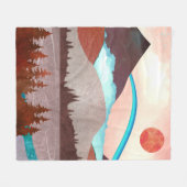 ブルーレインボーランドスケープ フリースブランケット (正面(横))