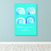 ブルーレインボーレトロターコイズ キャンバスプリント (インサイチュ (ウッドフロア))